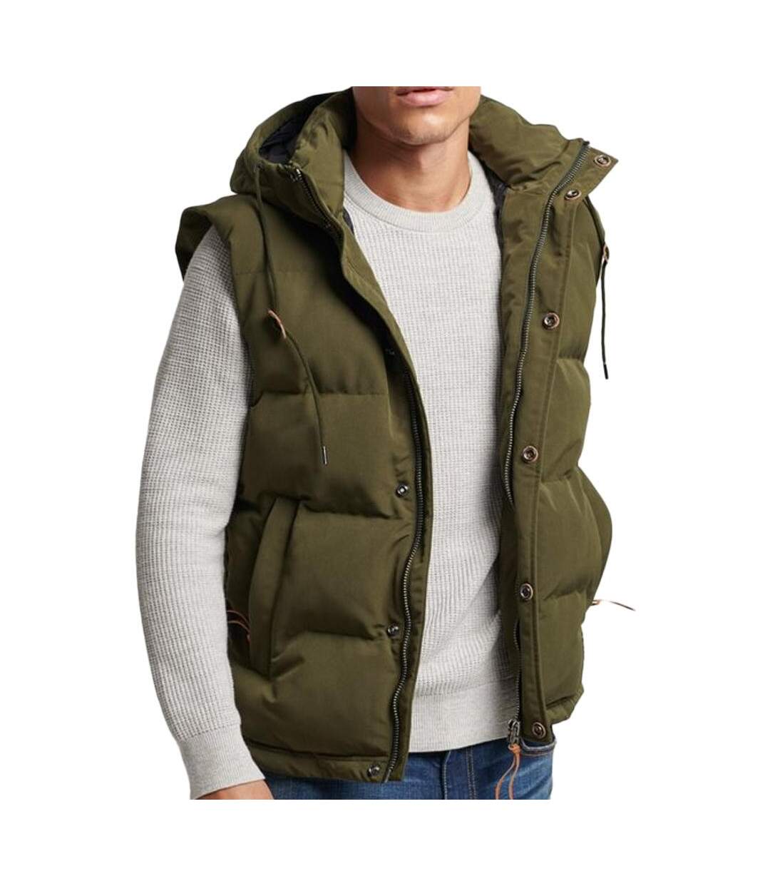 Doudoune sans manche Kaki Homme Superdry Hooded Everest - XS-1