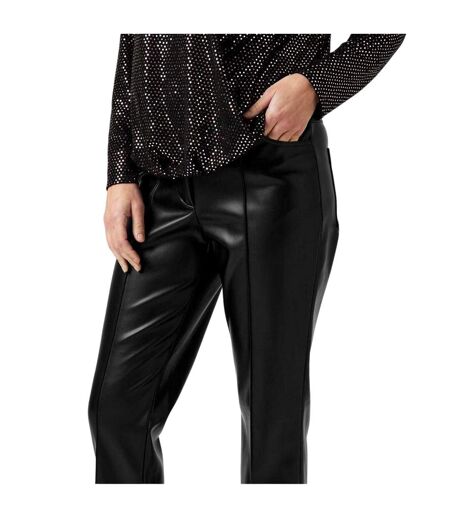 Womens/ladies Pu Straight Leg Trousers Black Biba