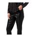 Womens/ladies Pu Straight Leg Trousers Black Biba-4