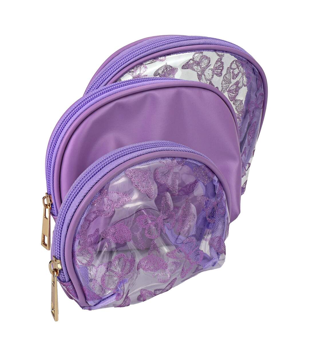 3 Piece Ladies Butterfly Print Cosmetic Bag Set Makeup Toiletry Travel Bags-1
