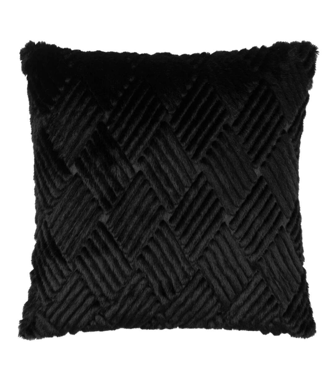 Sonnet faux fur cut cushion cover 45cm x 45cm jet black Paoletti