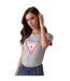 Womens/ladies Triangle Logo Cotton Blend Slim Short-sleeved T-shirt Light Melange Guess-2