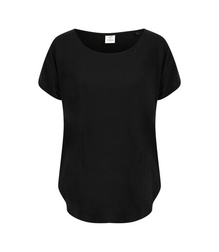 Womens/ladies Scoop Neck T-shirt Black Tombo