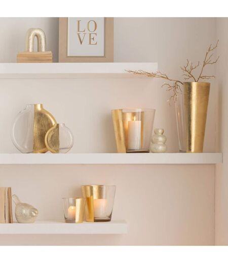 Vase Design en Verre Moa 35cm Transparent & Or