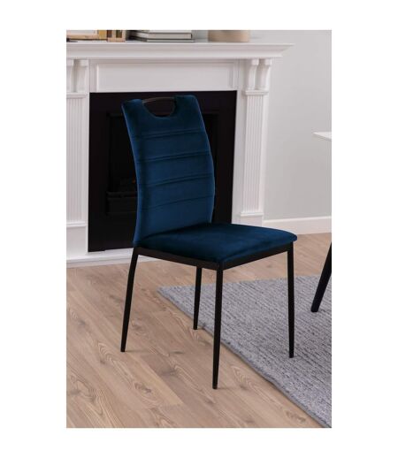 Lot de 4 Chaises de salle à manger Dina effet velours et métal