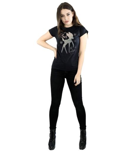 Disney - T-shirt BAMBI WINTER DEER - Femme (Noir) - UTBI14809