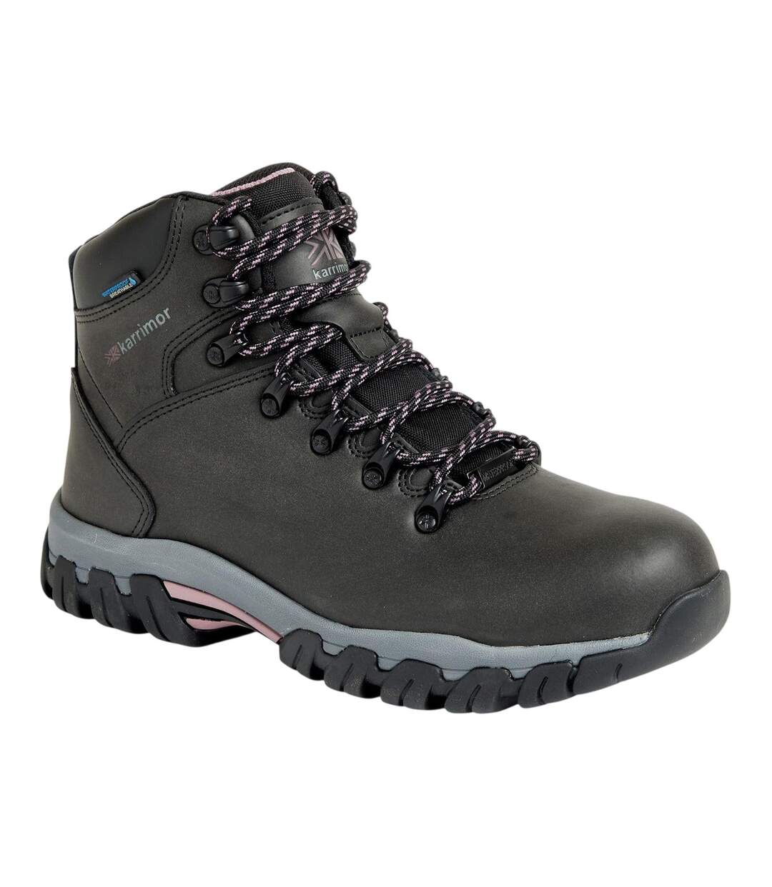 Womens/ladies Mendip Leather Hiking Boots Black Karrimor-1