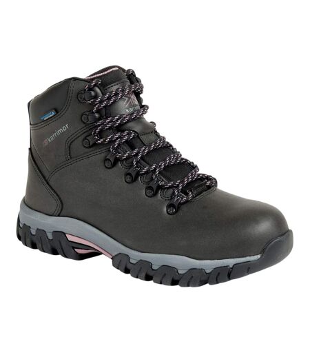 Womens/ladies Mendip Leather Hiking Boots Black Karrimor