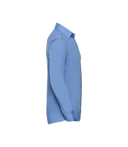 Russell Collection Mens Poplin Tailored Long-Sleeved Shirt (Corporate Blue)