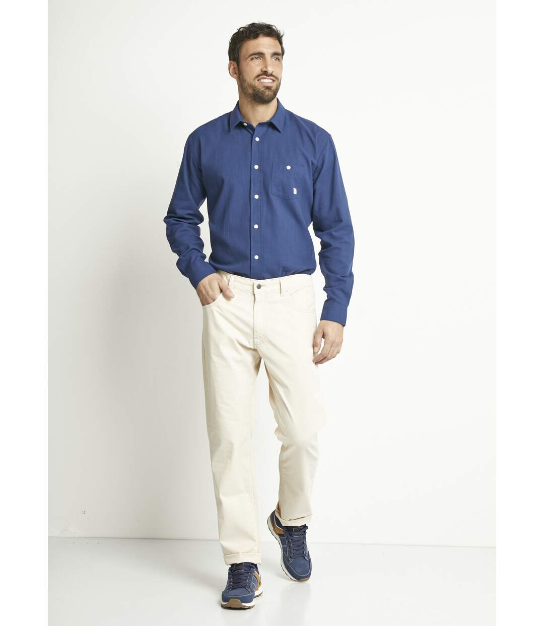 Chemise manches longues uni ou carreaux coton-3