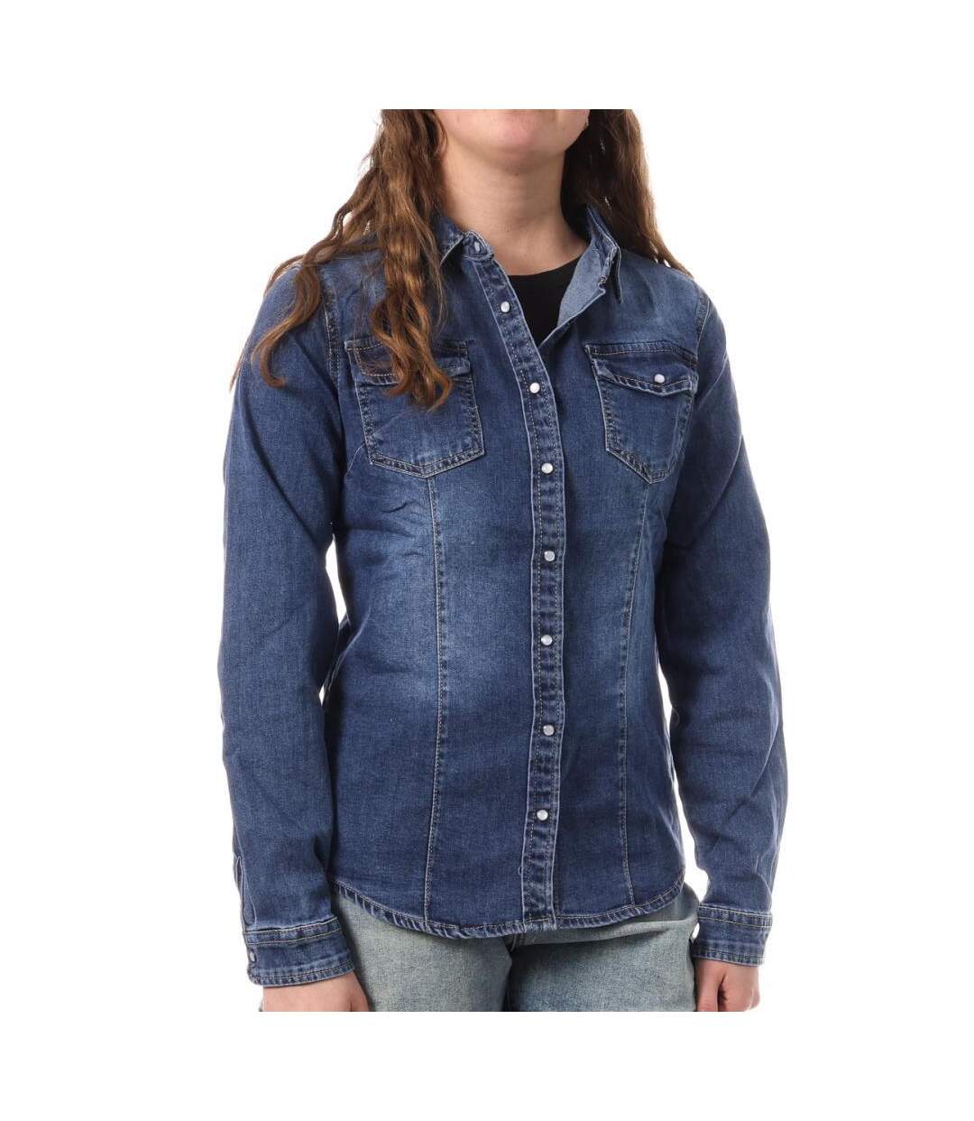 Chemise en jean bleu femme monday premium bleach-1