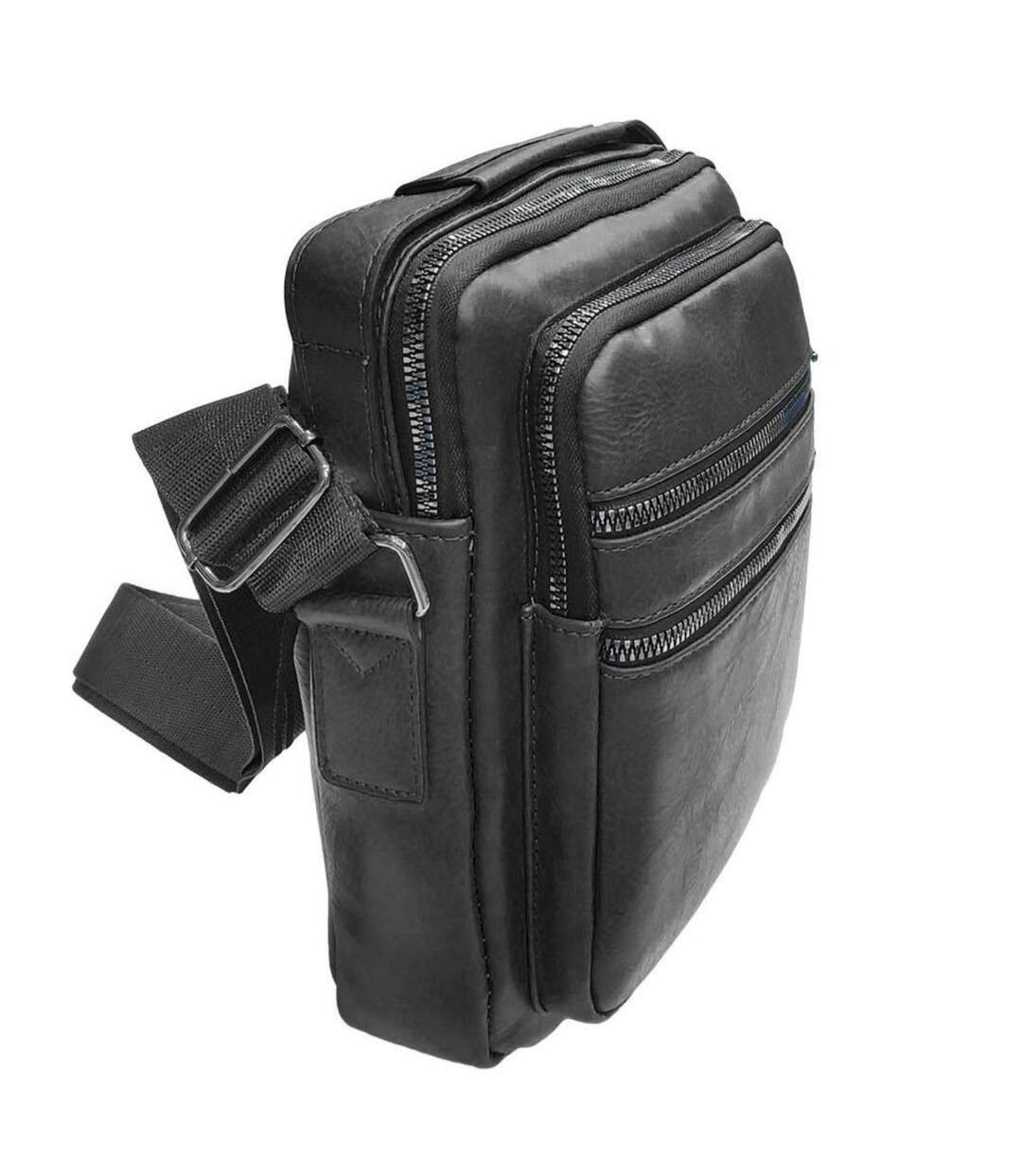 Sacoche bandoulière homme en polyuréthane - Noir- Elégance fonctionnelle pour un style urbain-2