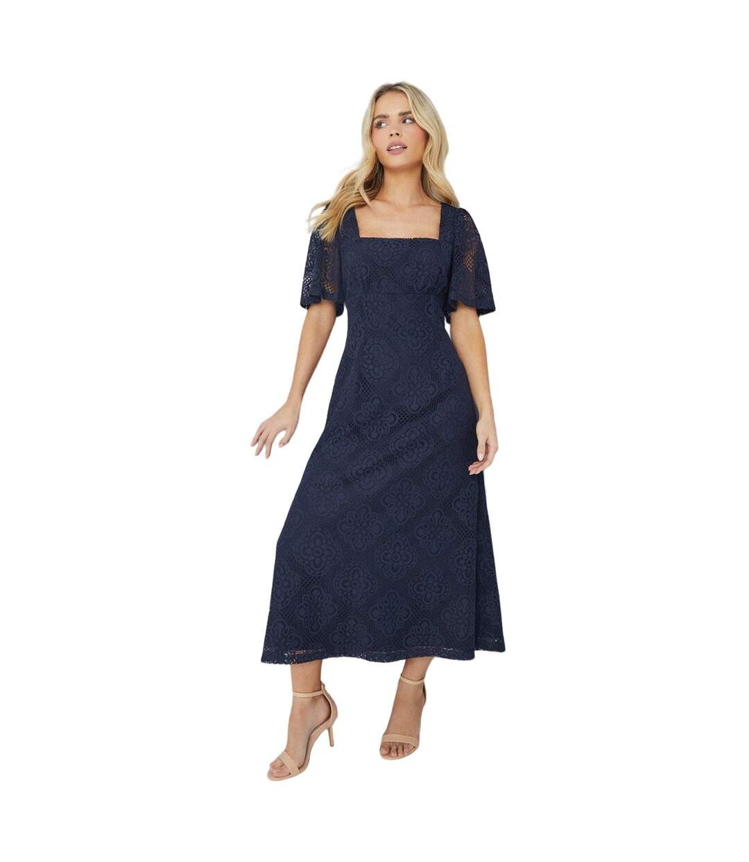 Robe mi-longue femme bleu marine Dorothy Perkins-4