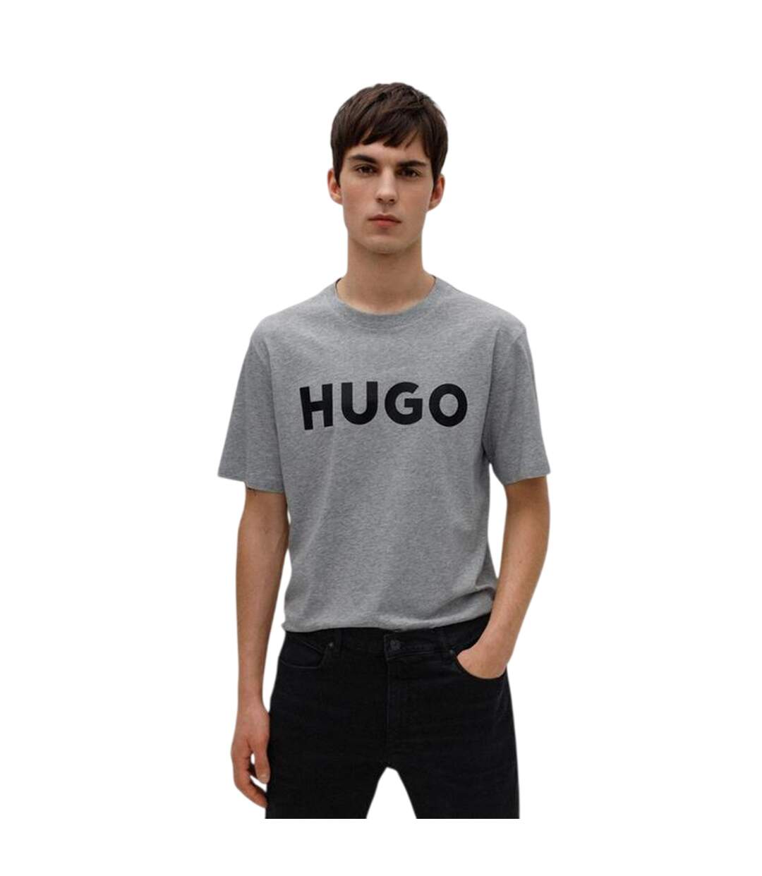 T-shirt Motif/style Logo Contrasté Dulivio Homme Gris Noir Hugo-3