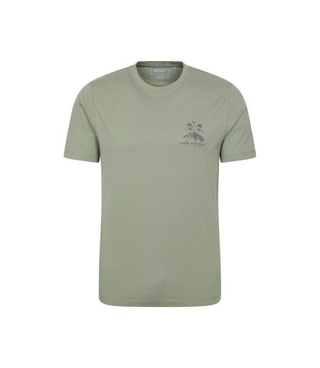 Mens Lake District Back Print Short-sleeved T-shirt Khaki Green Mountain Warehouse