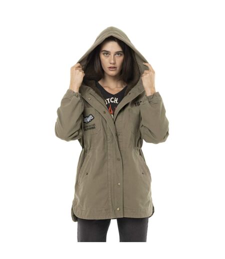 Veste femme à capuche doublée fausse fourrure avec patchs Sahaca Vondutch
