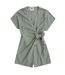 Womens/ladies linen wrap playsuit beige Animal-1