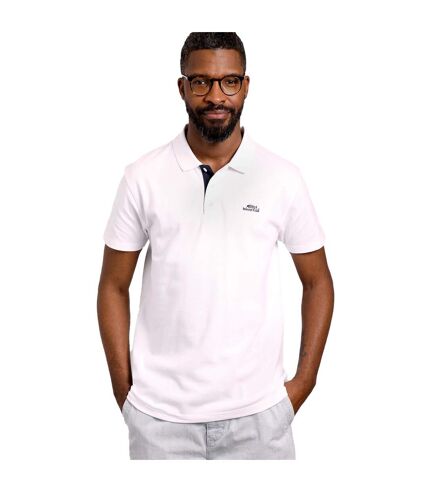 Mens miles pique natural polo shirt white Weird Fish