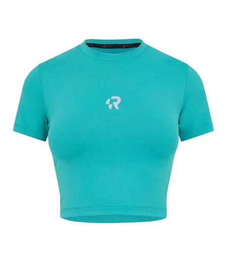Womens/ladies Crop Top Earth Green Red Run