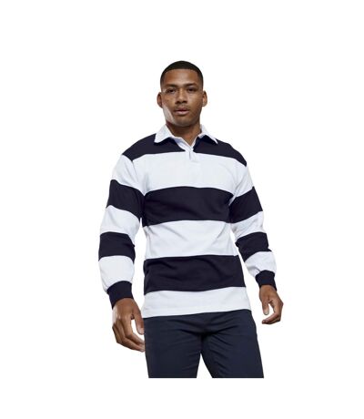 Front Row Mens Stripe Sewn Rugby Polo Shirt ()