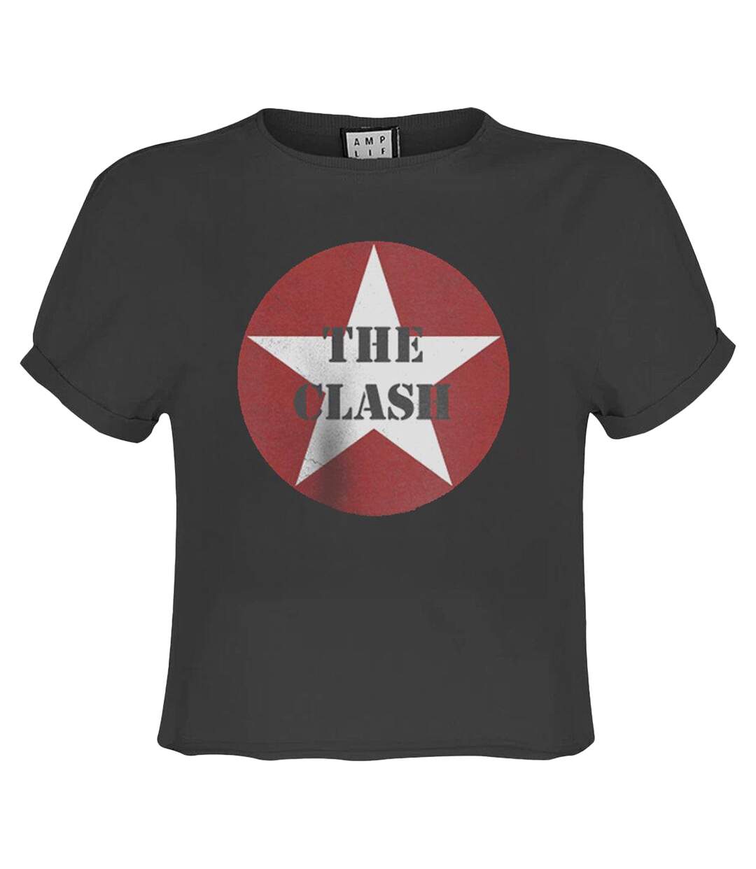 Womens/ladies Star Logo The Clash Crop Top Charcoal Amplified-1