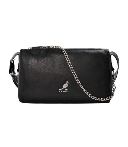 Metal Logo Leather Crossbody Bag One Size Black Kangol