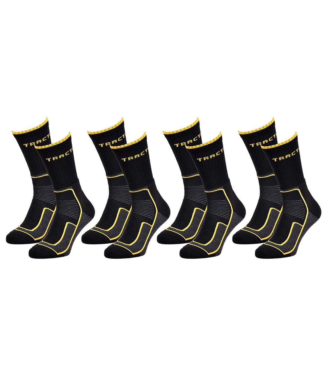 Chaussettes de Travail TRACTO pour Homme Résistance et Qualité Pro Pack de 4 TRACTO Lycra Noir