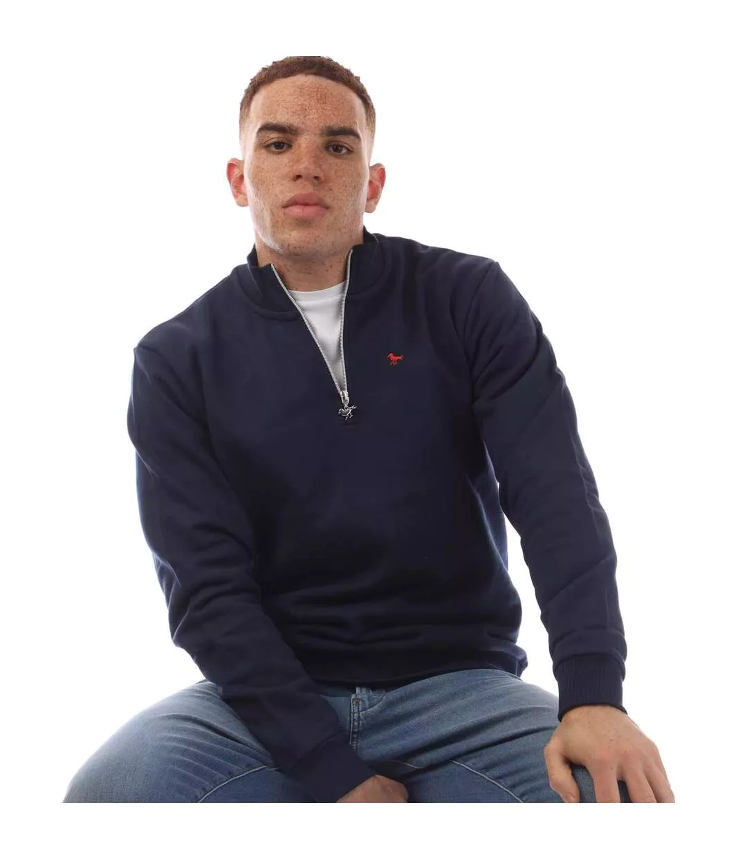 Sweat Style Zippé The Pier Homme Bleu Marine Modern Amusement-1