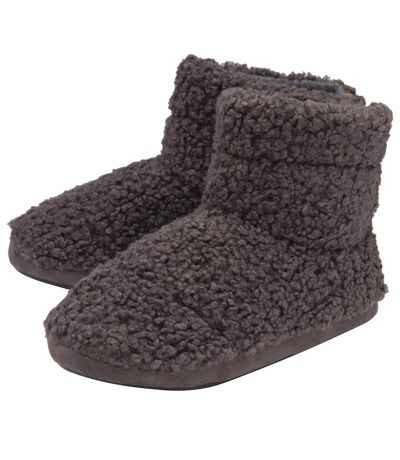 DUNLOP - Mens Furry Sherpa Slipper Boots - Memory Foam Plush Indoor House Slippers - Ankle Boot Slippers - Gifts for Men