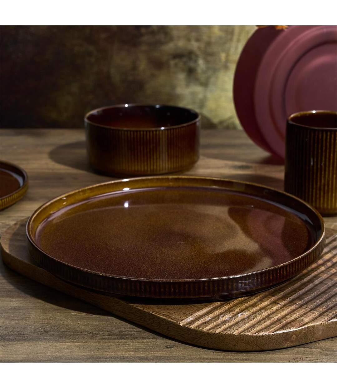 Lot de 6 Assiettes à Dessert Ysia 21cm Marron-4