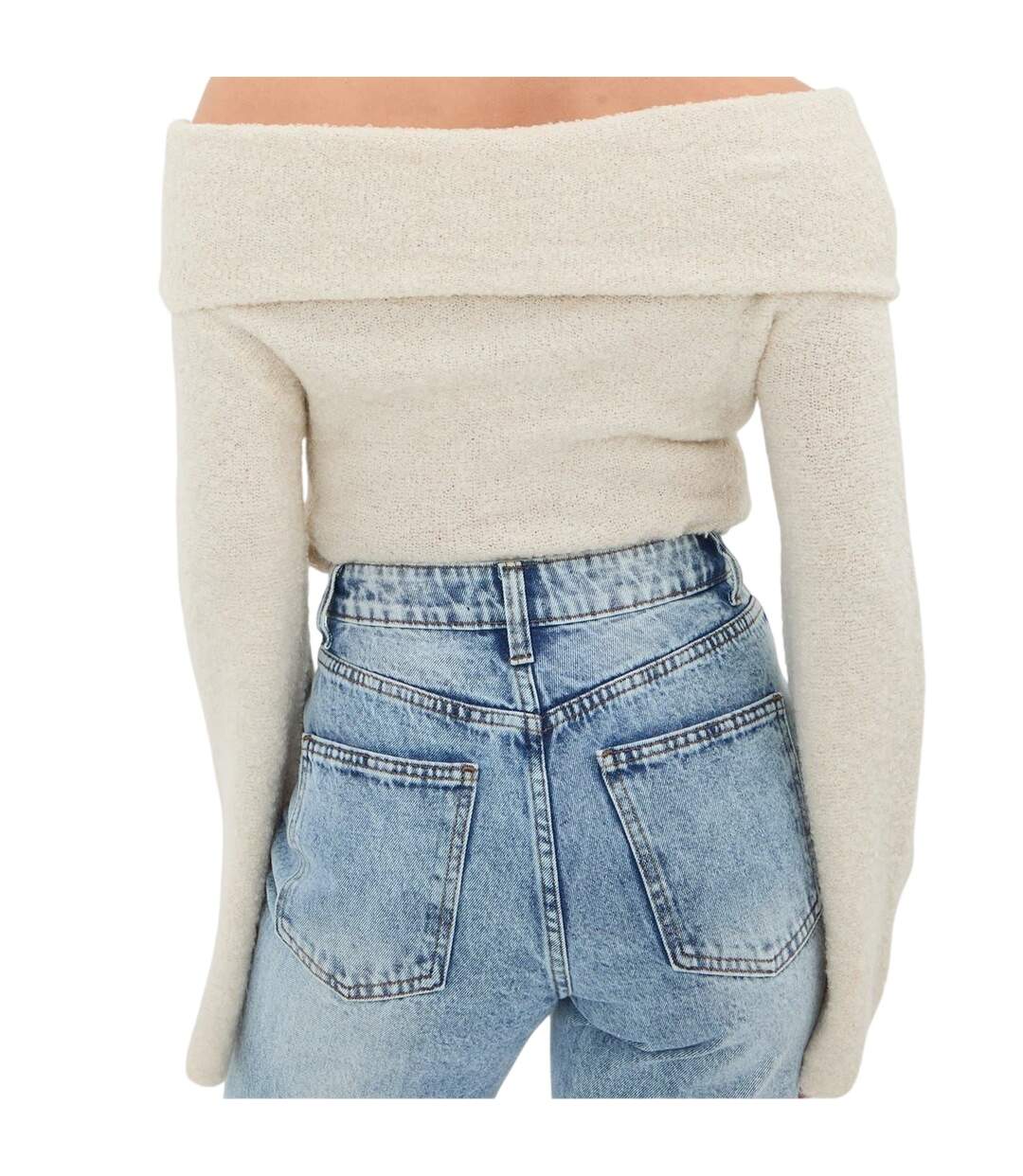 Womens/ladies Bouclé Bandeau Jumper Cream I Saw It First-3
