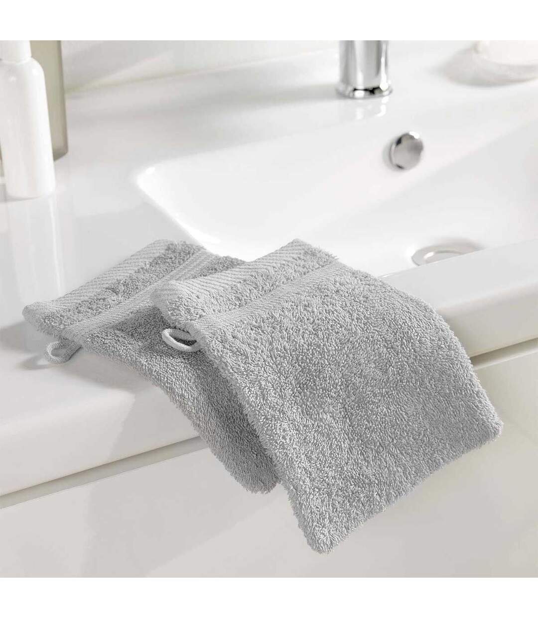 Lot de 2 Gants de Toilette Tendresse 15x21cm Gris Perle-2