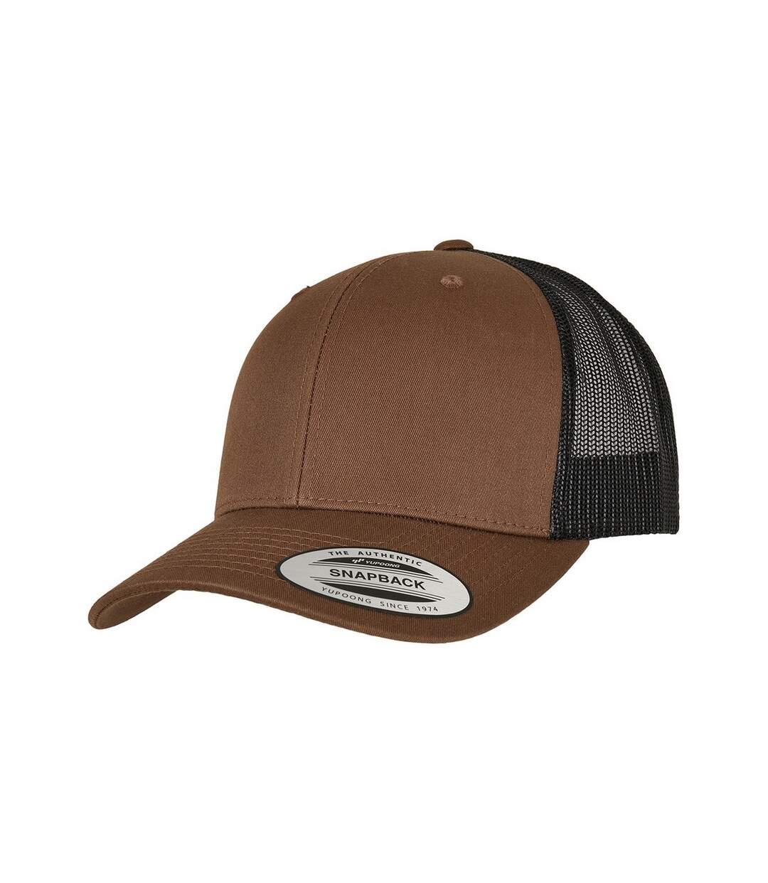 Casquette trucker retro adulte marron clair / noir Flexfit-1