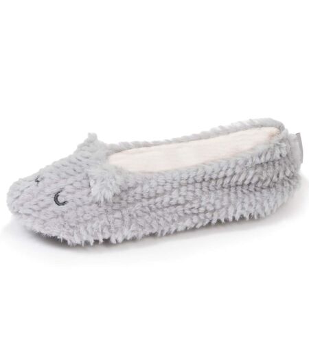 Isotoner Chaussons extra-light Ballerines femme imitation fourrure, semelle antidérapante