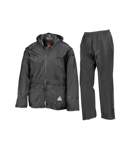 Unisex adult waterproof jacket and trousers set black Result