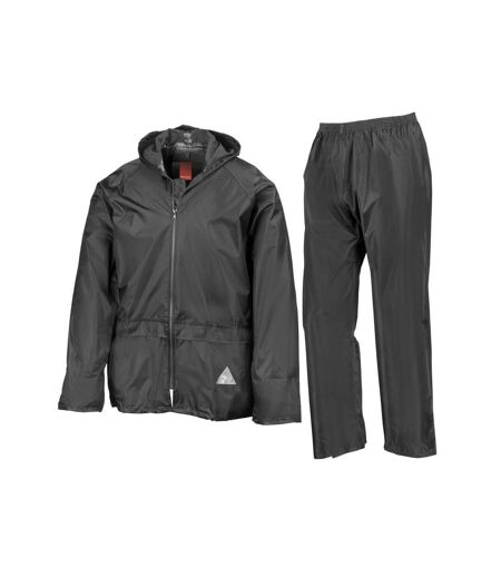 Unisex adult waterproof jacket and trousers set black Result