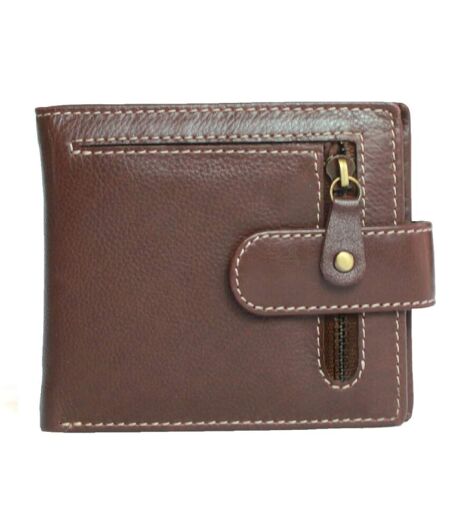 Eastern Counties Leather Bi-Fold Wallet With Zip Detail (Brown) (One size) - UTEL297