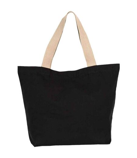 Large recycled flat base tote bag one size black night/hemp Kimood