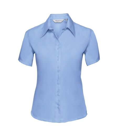 Collection Chemisier À Manches Courtes Sans Repassage Femme Bleu Pâle Russell