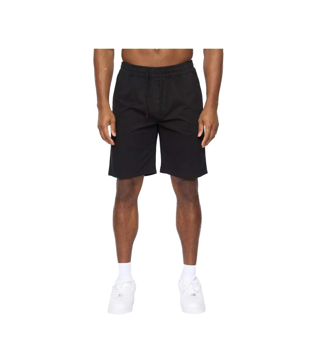 Mens Blansmoore Elasticated Regular Casual Shorts Black Crosshatch-2