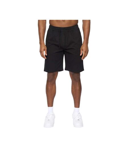 Mens Blansmoore Elasticated Regular Casual Shorts Black Crosshatch
