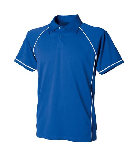 Finden & Hales Mens Piped Performance Polo Shirt (Royal Blue/White)