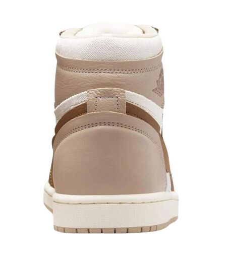 Womens/ladies Air Jordan 1 Leather High-top Trainers Brown Nike