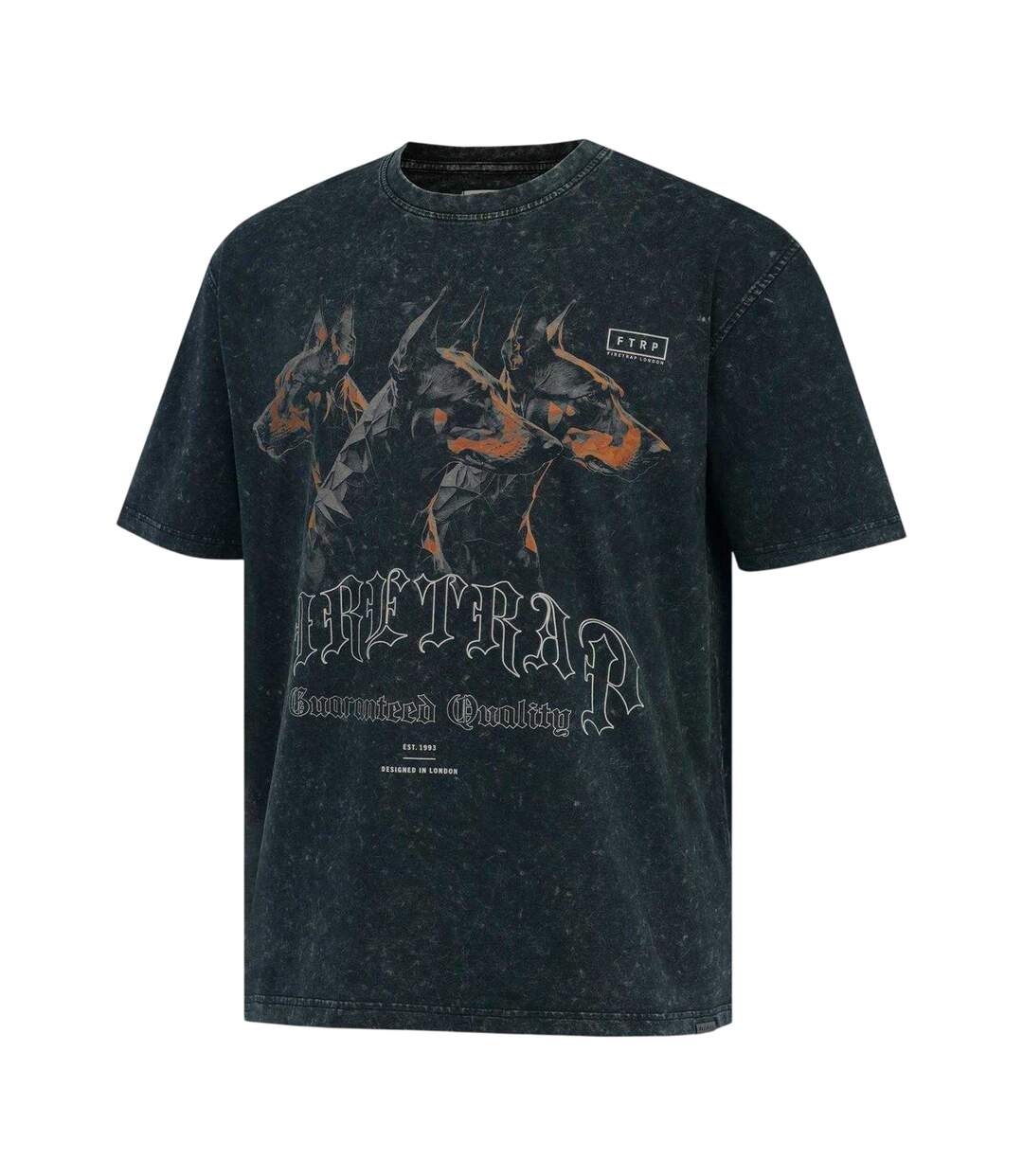 T-shirt Manches Courtes Motif/style Doberman Homme Noir Firetrap-3