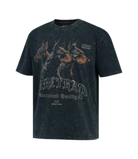 T-shirt Manches Courtes Motif/style Doberman Homme Noir Firetrap
