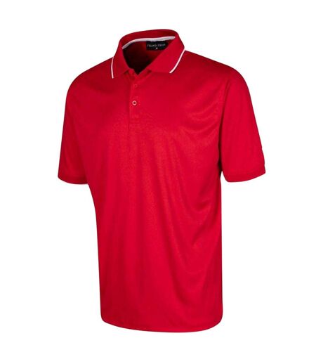Mens Performance Golf Polo Shirt Red Island Green