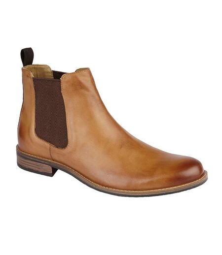 Roamers Mens Leather Gusset Boots (Tan) - UTDF1695