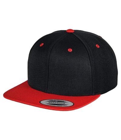 Yupoong Mens The Classic Premium Snapback 2-Tone Cap (Red/Black)