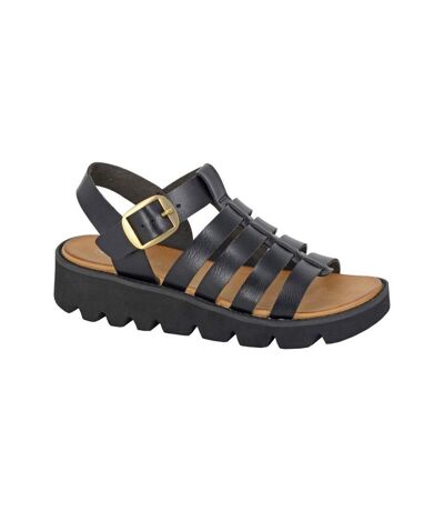 Womens/ladies Azia T-bar Sandals Black Cipriata