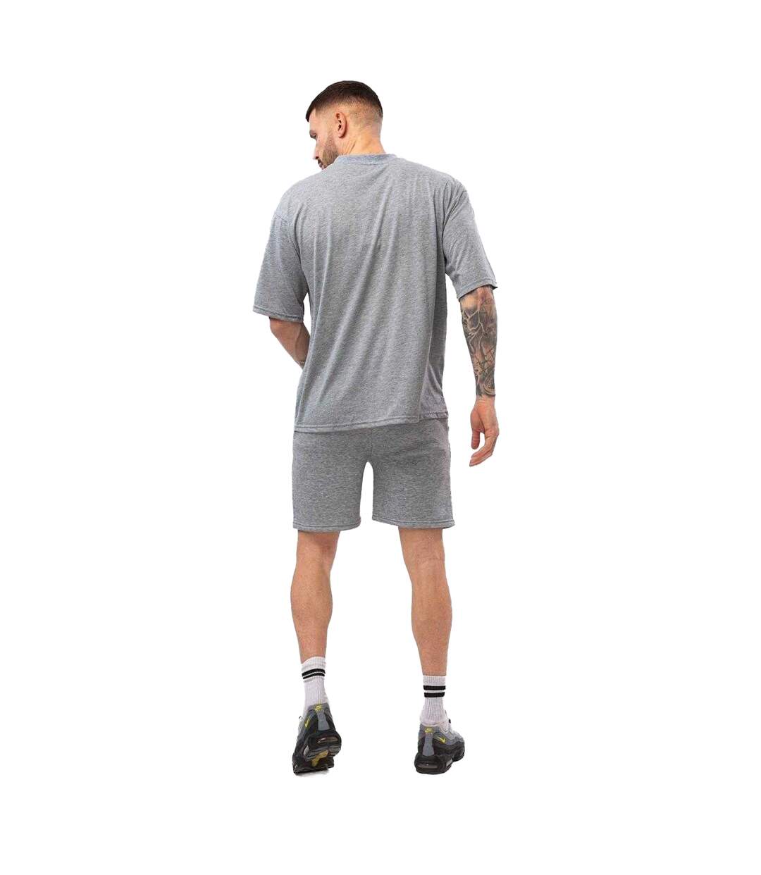 Mens Letterman Sweat Shorts Grey Marl Hype-3